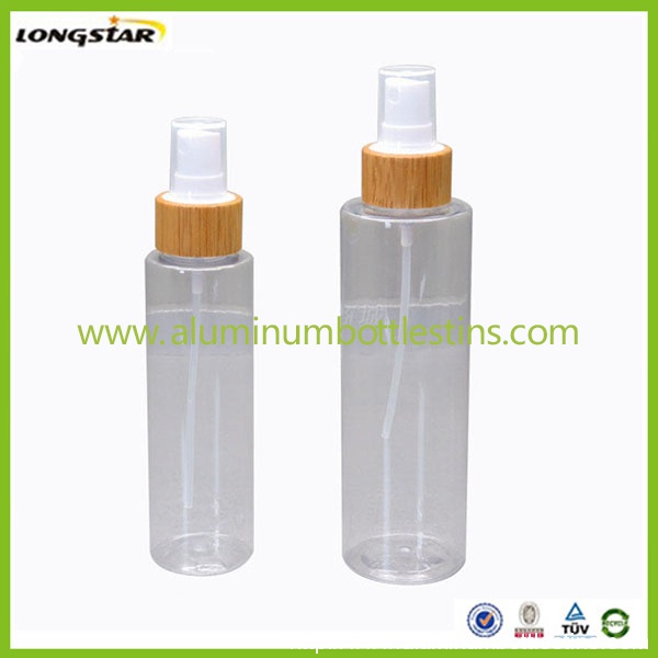 100ml 120ml 200ml PET cosmetic bottles with bamboo mist sprayers