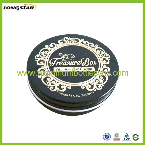 100ml black aluminum tins with laser overlapping embossment