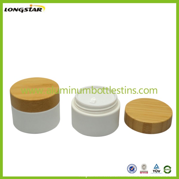 10g 20g PE cream jars with bamboo caps