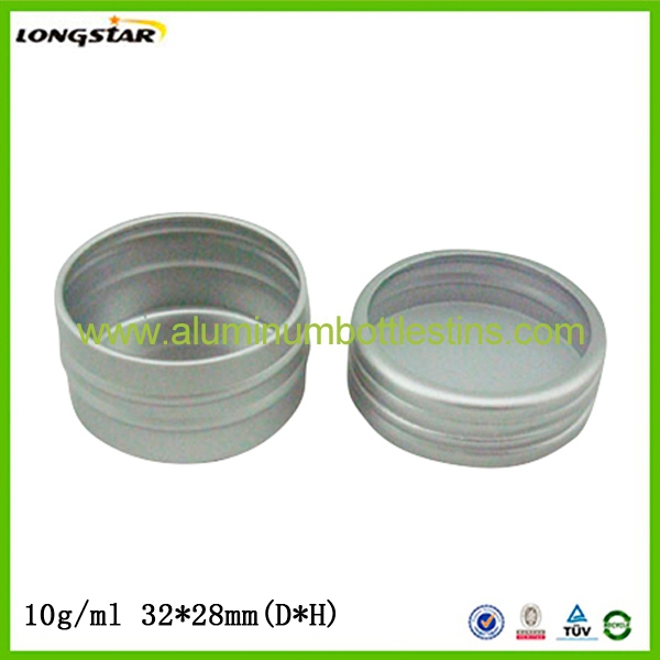 10ml aluminum jar with PVC window screw lid