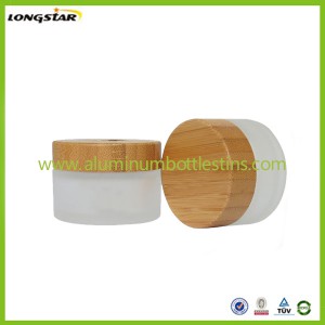 30g 50g frosted glass jars with bamboo lids