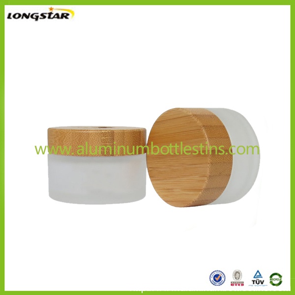 30g 50g frosted glass jars with bamboo lids