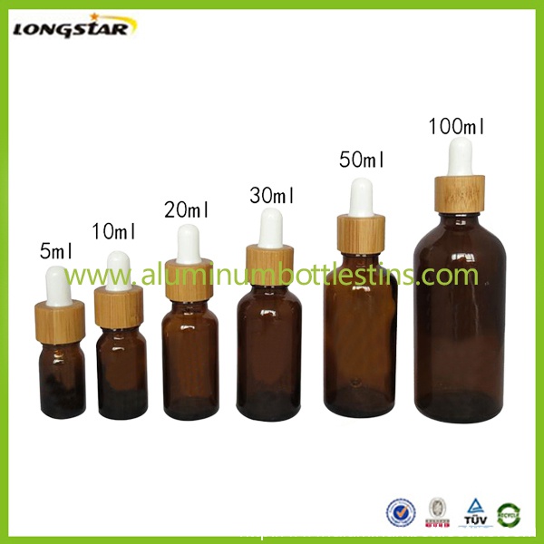 5ml 10ml 20ml 30ml 50ml 100ml glass bottles with bamboo droppers